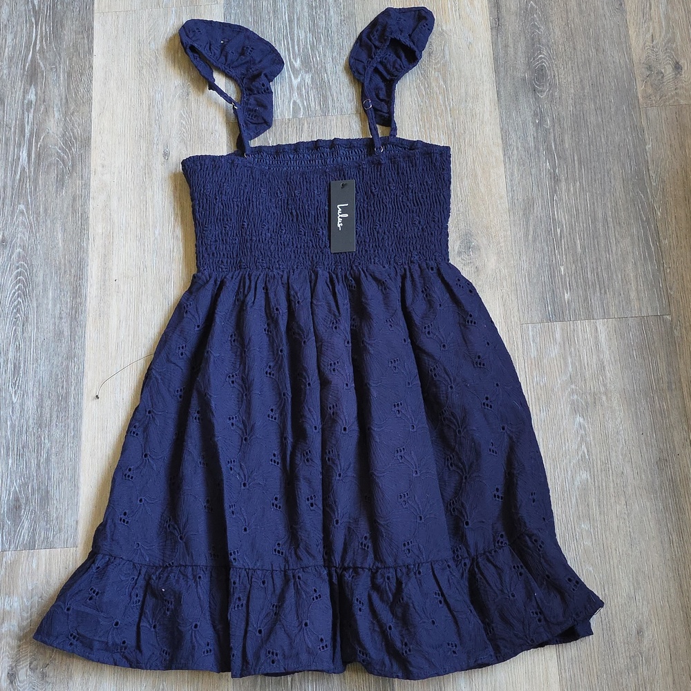 Lulu's Navy Eyelet Smocked Sundress - Picture 12 of 16